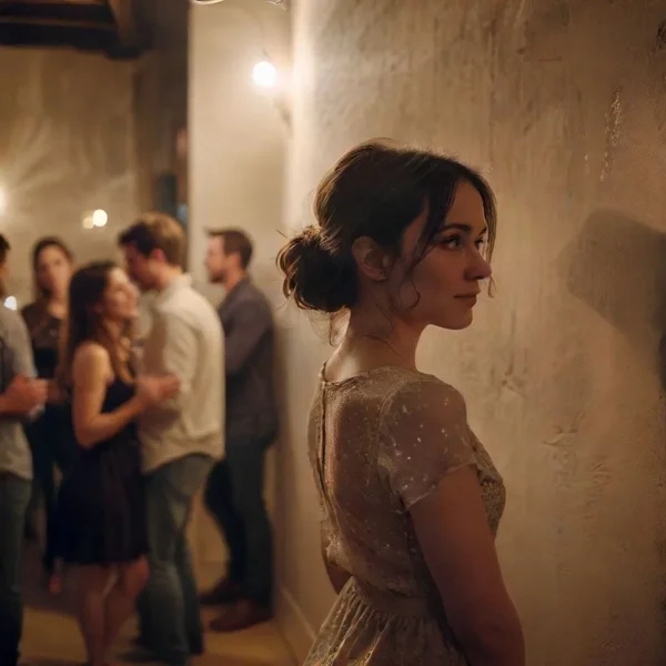 Image of someone observing at a party, illustrating the term Wallflower