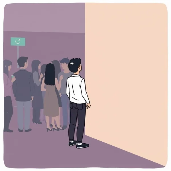 Image of someone observing at a party, illustrating the term Wallflower