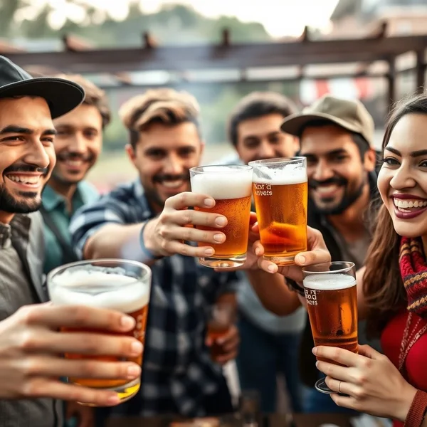 A friendly group of people enjoying a brewski at a casual gathering