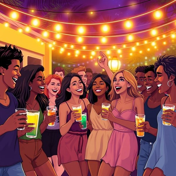 Immagine che mostra una scena di festa, suggerendo sottilmente il significato di Plastered