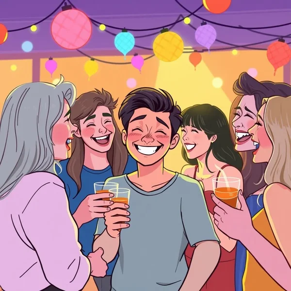 صورة تظهر مشهد حفلة، تلمح بمهارة إلى معنى Plastered