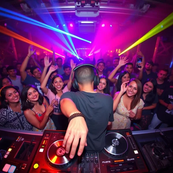 Seorang DJ di konser bersiap untuk Drop The Beat.
