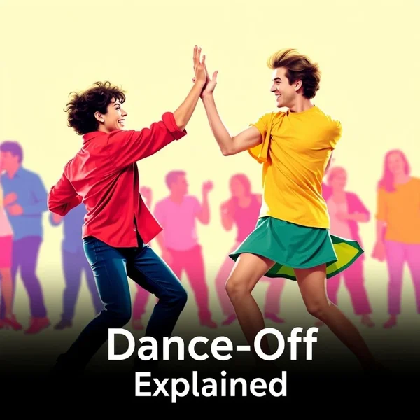 Dua teman bersenang-senang dance-off di ruang tamu.