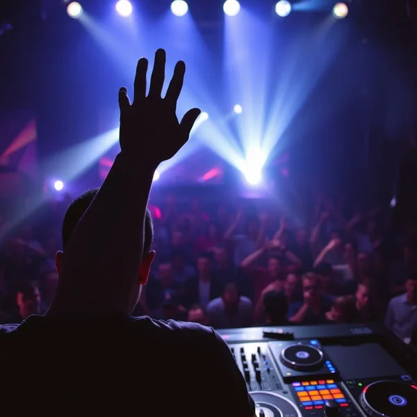 Bir konserde Drop The Beat yapmaya hazırlanan bir DJ.