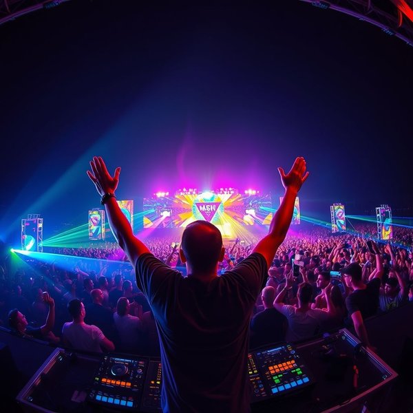 Un DJ a un concerto pronto a Drop The Beat.