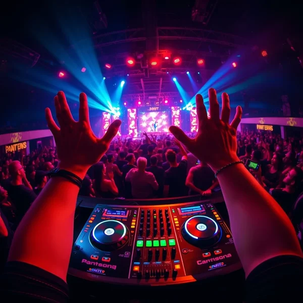 Một DJ tại một buổi hòa nhạc đang chuẩn bị Drop The Beat.