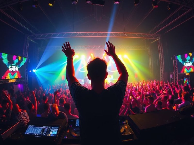 コンサートでDrop The Beatをする準備をしているDJ。