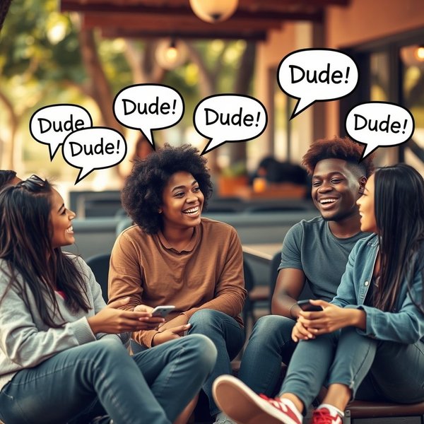 캐주얼한 대화에서 Dude라는 단어를 사용하는 친구들 그룹