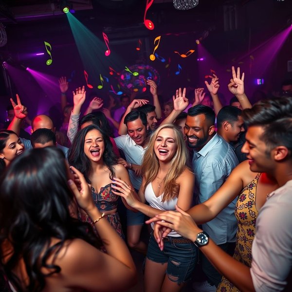 Una imagen que muestra a personas bailando y divirtiéndose, ilustrando la frase Get Your Groove On.