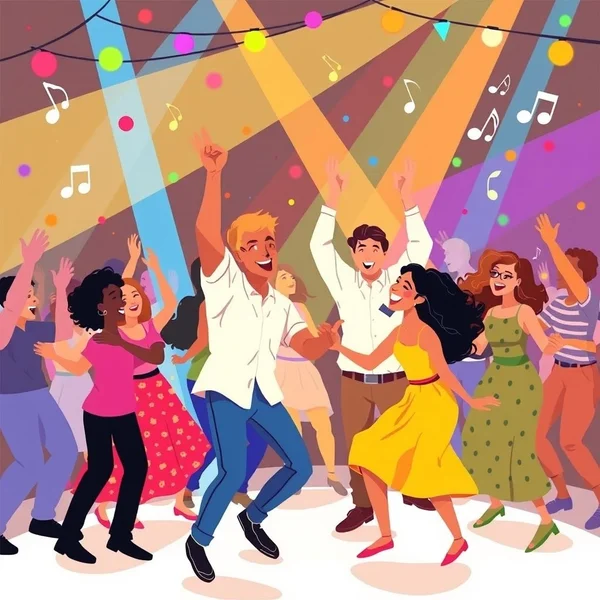 Une image montrant des personnes dansant et s’amusant, illustrant l’expression Get Your Groove On.