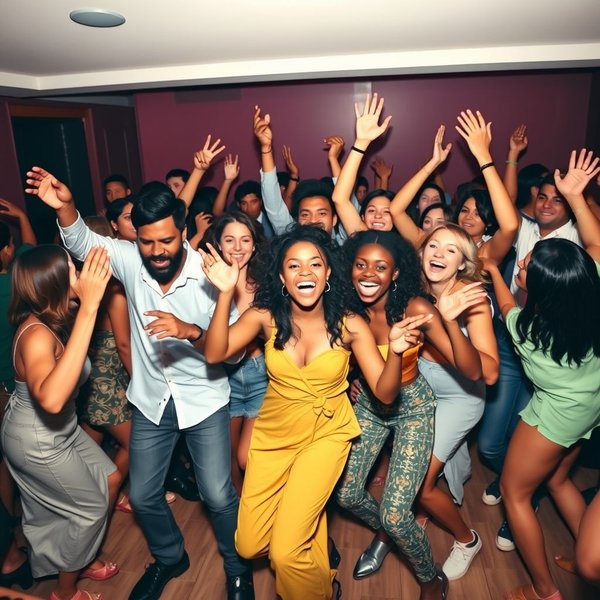 Een afbeelding van mensen die dansen en plezier hebben, ter illustratie van de uitdrukking Get Your Groove On.