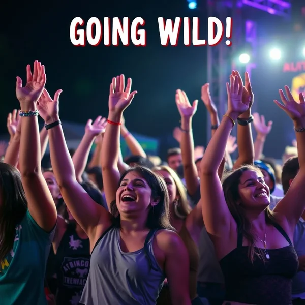 Menschen jubeln auf einem Musikfestival und sind bereit, Go Wild zu gehen