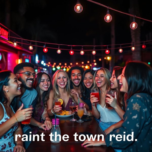 Hình ảnh bạn bè đang ăn mừng và vui vẻ, minh họa cho cách Paint The Town Red