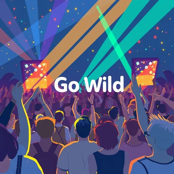 أشخاص يهتفون في مهرجان موسيقي، مستعدون للانطلاق Go Wild