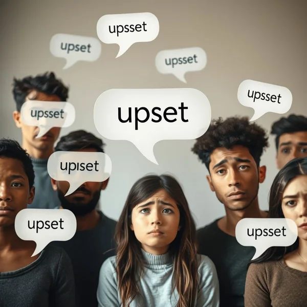 Una representación visual de varios sinónimos para Upset
