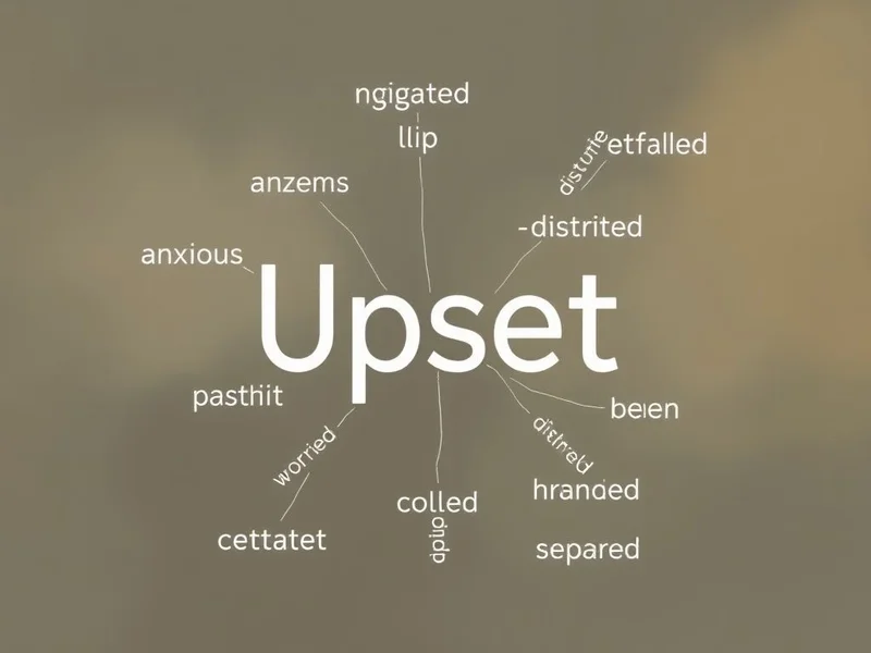 Uma representação visual de vários sinônimos para Upset