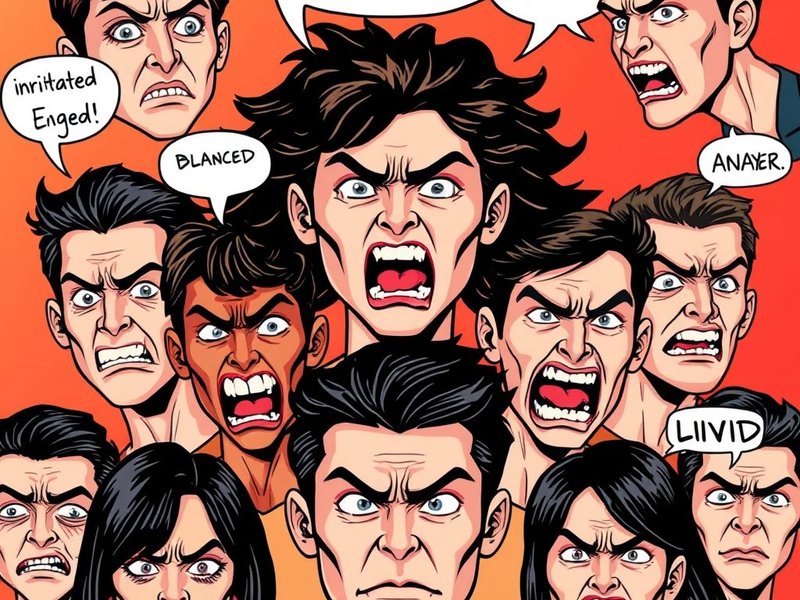 Image showing various expressions related to Synonyms for Angry