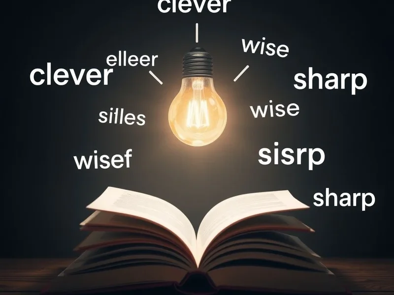 Image showing a lightbulb turning on above a book, with the text "Synonyms for Smart to improve your writing"