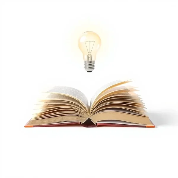 Image showing a lightbulb turning on above a book, with the text "Synonyms for Smart to improve your writing"