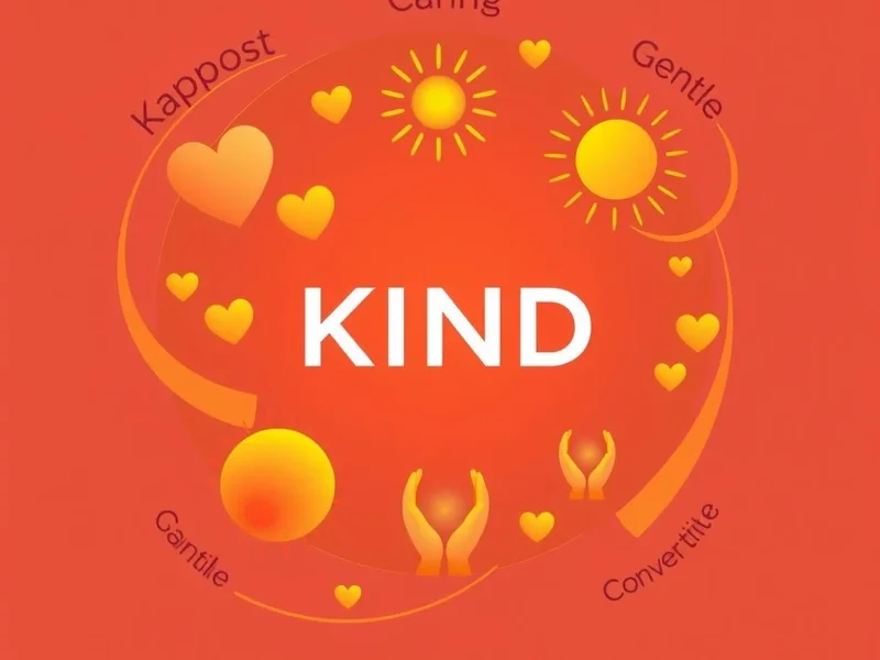 Image showing various ways to express kindness, including the text "Synonyms for Kind"