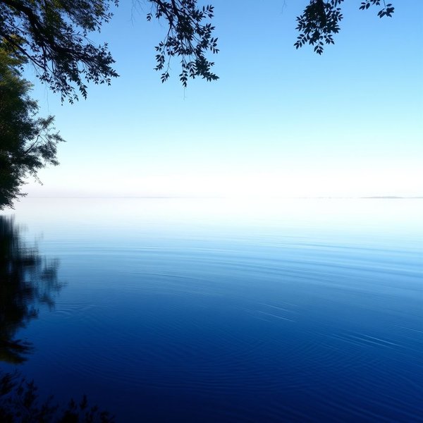 Image showing a serene landscape, with text overlay: Synonyms for Calm to Enhance Your Vocabulary