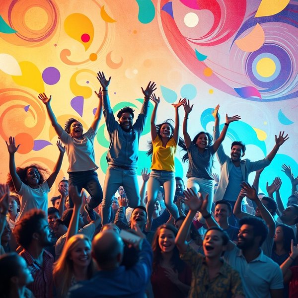 Image showing various expressions of excitement and Synonyms for Excited