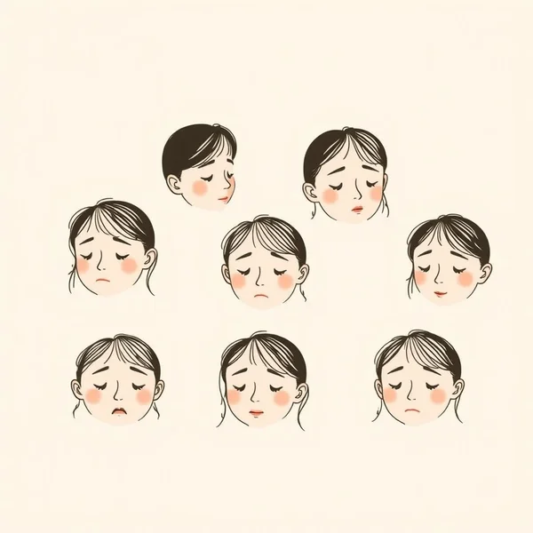 Illustration for Synonyms for Shy showing diverse expressions of thoughtfulness or slight reserve
