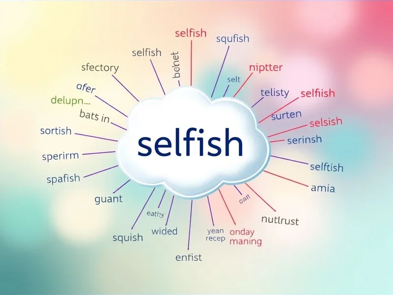Imagem de um dicionário aberto para palavras relacionadas a Sinônimos para egoísta (Selfish)