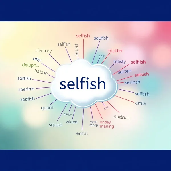 Imagem de um dicionário aberto para palavras relacionadas a Sinônimos para egoísta (Selfish)
