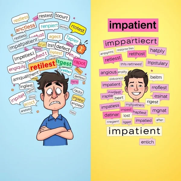 Sinónimos de Impatient: Ayuda visual de aprendizaje para estudiantes de ESL