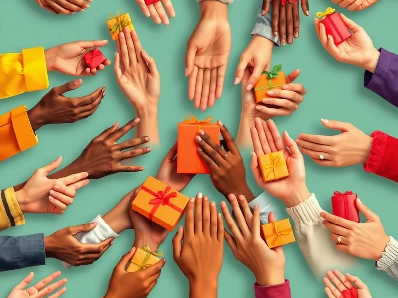 A collage showcasing acts of kindness, illustrating synonyms for generous