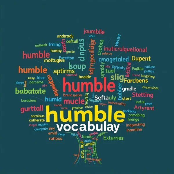 Image: A graphic illustrating diverse word choices, with the text "Synonyms for Humble for better communication"