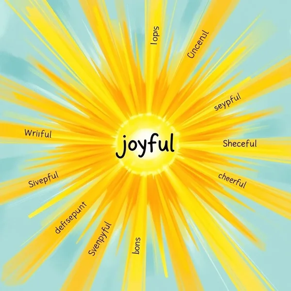 Image showing various synonyms for Cheerful