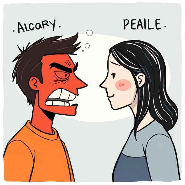 A visual guide to understanding synonyms for belligerent, showing contrasting behaviors