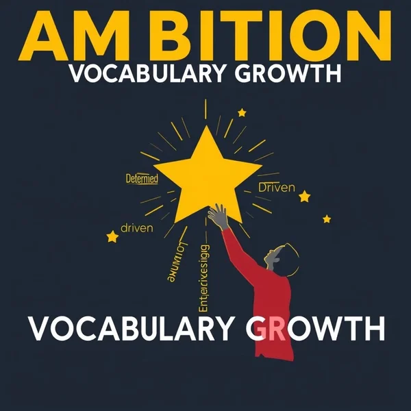 A graphic illustrating various words related to Synonyms for Ambitious
