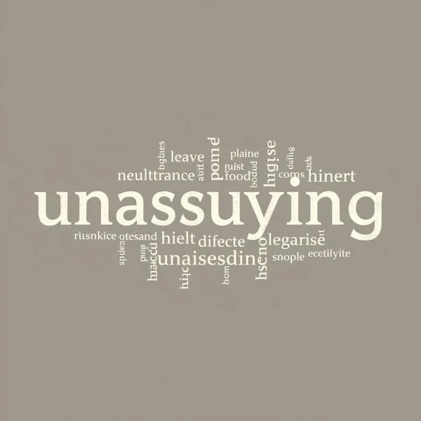 Synonyms for Unassuming showcased with subtle visual cues