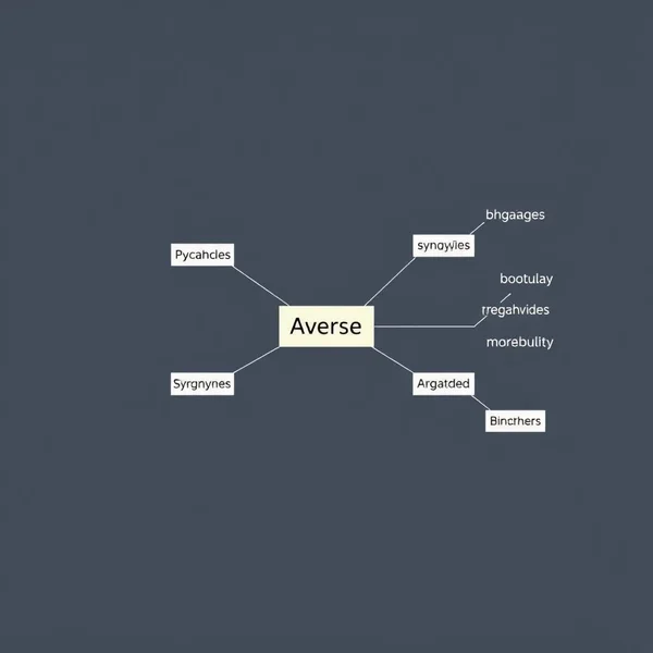 Imagem mostrando diferentes caminhos representando escolhas, com "Averse" em um e alternativas positivas em outros, ilustrando sinônimos para Averse