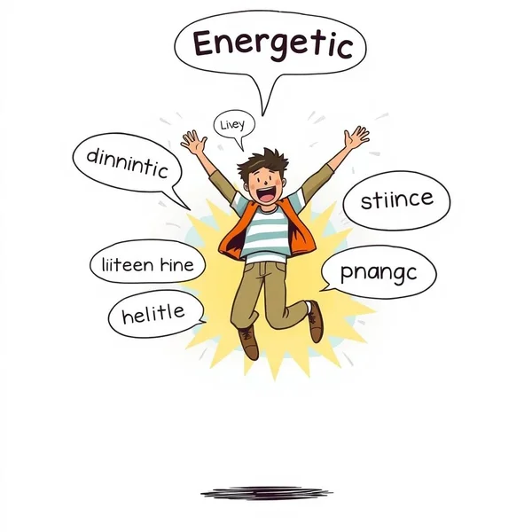 A person feeling energetic illustrating synonyms for Energetic