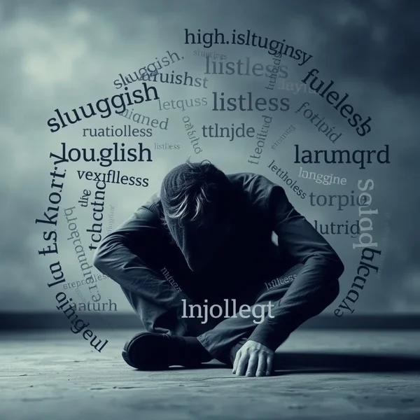Image illustrating the concept of lethargy with the text "Synonyms for Lethargic"