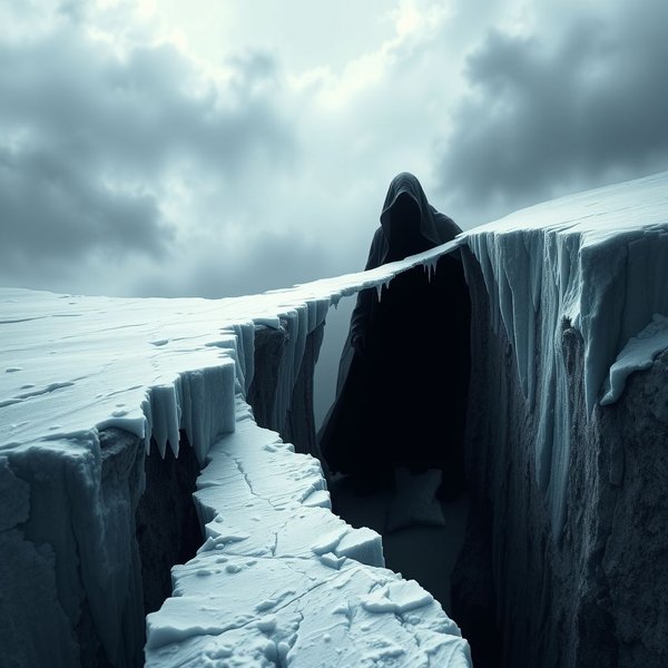 Synonyms for Treacherous: a visual representation of a perilous path and a deceptive figure