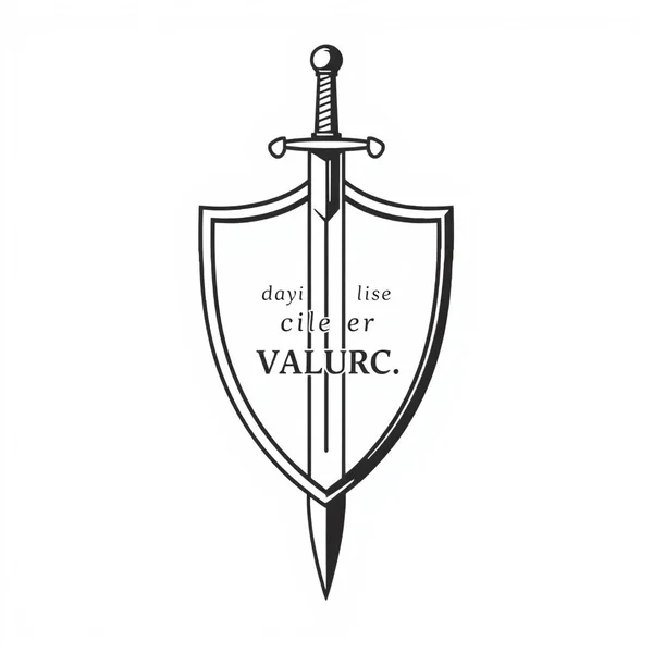 Image showing a shield and sword, symbolizing courage, with text overlay: Synonyms for Valor for Clear Expression