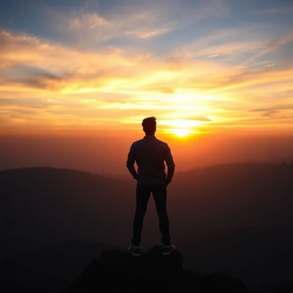 Person looking towards a bright future, symbolizing Synonyms for Aspiring
