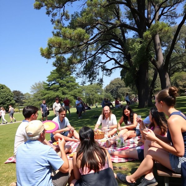 A group of diverse people smiling and interacting, illustrating the concept of "Synonyms for Friendly"
