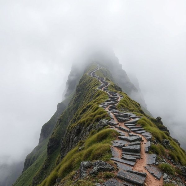 Synonyms for Treacherous: a visual representation of a perilous path and a deceptive figure
