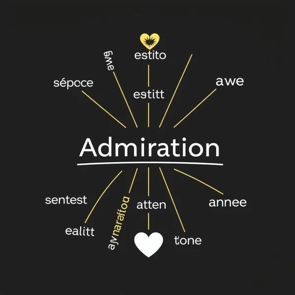 Image highlighting various synonyms for admiration, conveying a sense of respect and approval