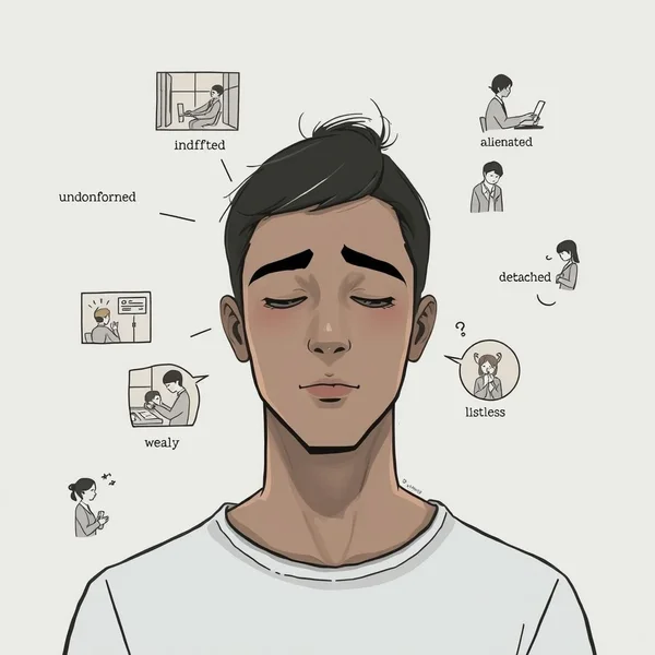 Synonyms for Apathetic illustrating various expressions of indifference