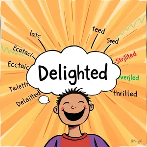 Từ đồng nghĩa với Delighted Biểu đạt niềm vui rõ ràng