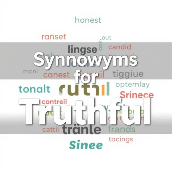 Một đồ họa minh họa nhiều cách diễn đạt sự thật thà, với dòng chữ "Synonyms for Truthful" được phủ lên.