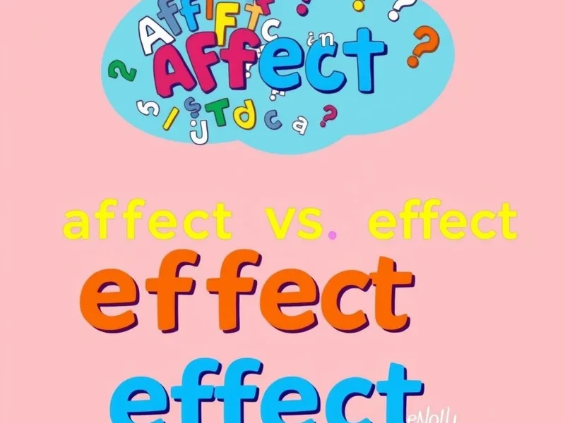 Imagen que ilustra la confusión entre affect vs. effect with example sentences