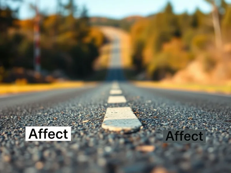 Image illustrating the confusion between affect vs. effect with example sentences
